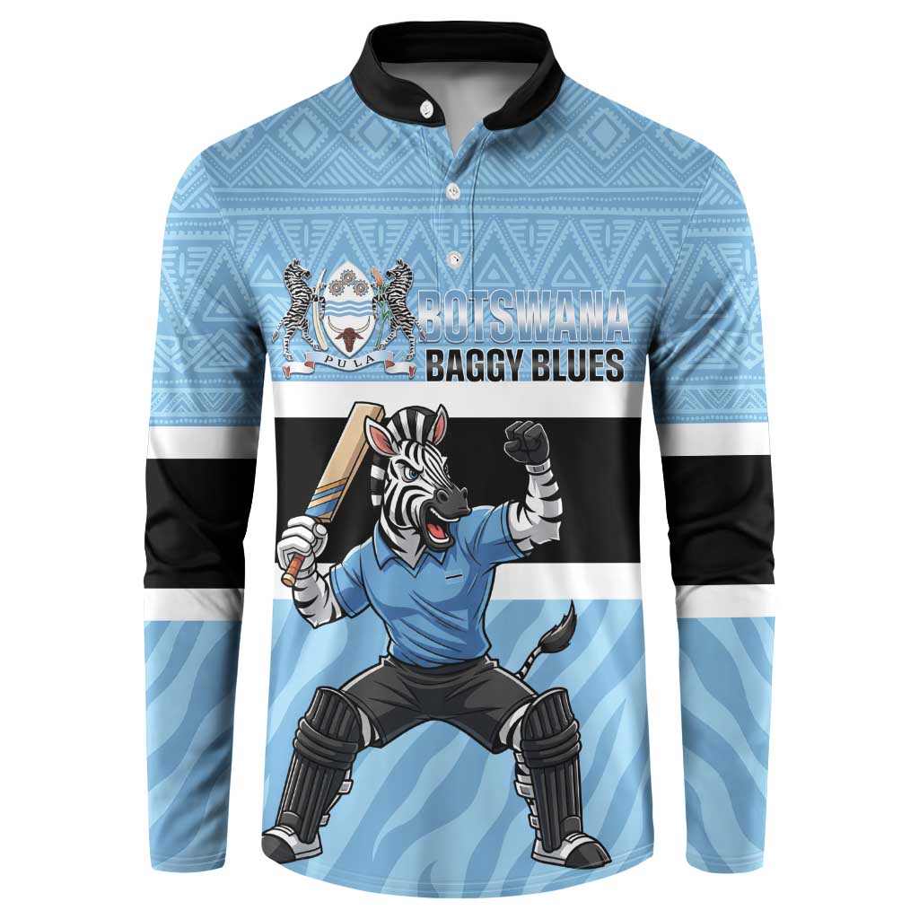 Custom Botswana Cricket Button Sweatshirt Go Baggy Blues Zebra Mascot - Wonder Print Shop