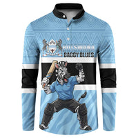 Custom Botswana Cricket Button Sweatshirt Go Baggy Blues Zebra Mascot - Wonder Print Shop