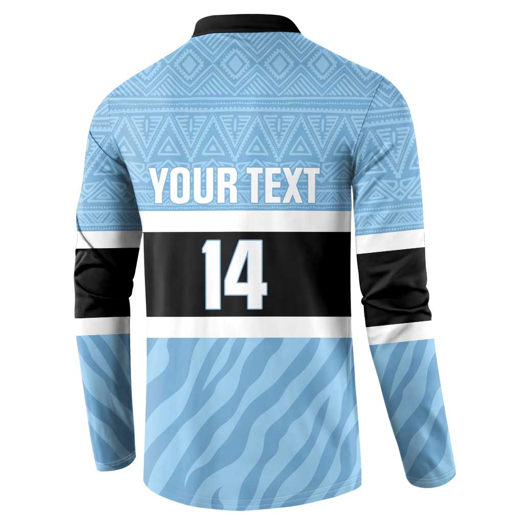 Custom Botswana Cricket Button Sweatshirt Go Baggy Blues Zebra Mascot - Wonder Print Shop