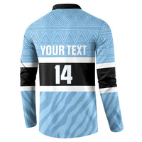 Custom Botswana Cricket Button Sweatshirt Go Baggy Blues Zebra Mascot - Wonder Print Shop