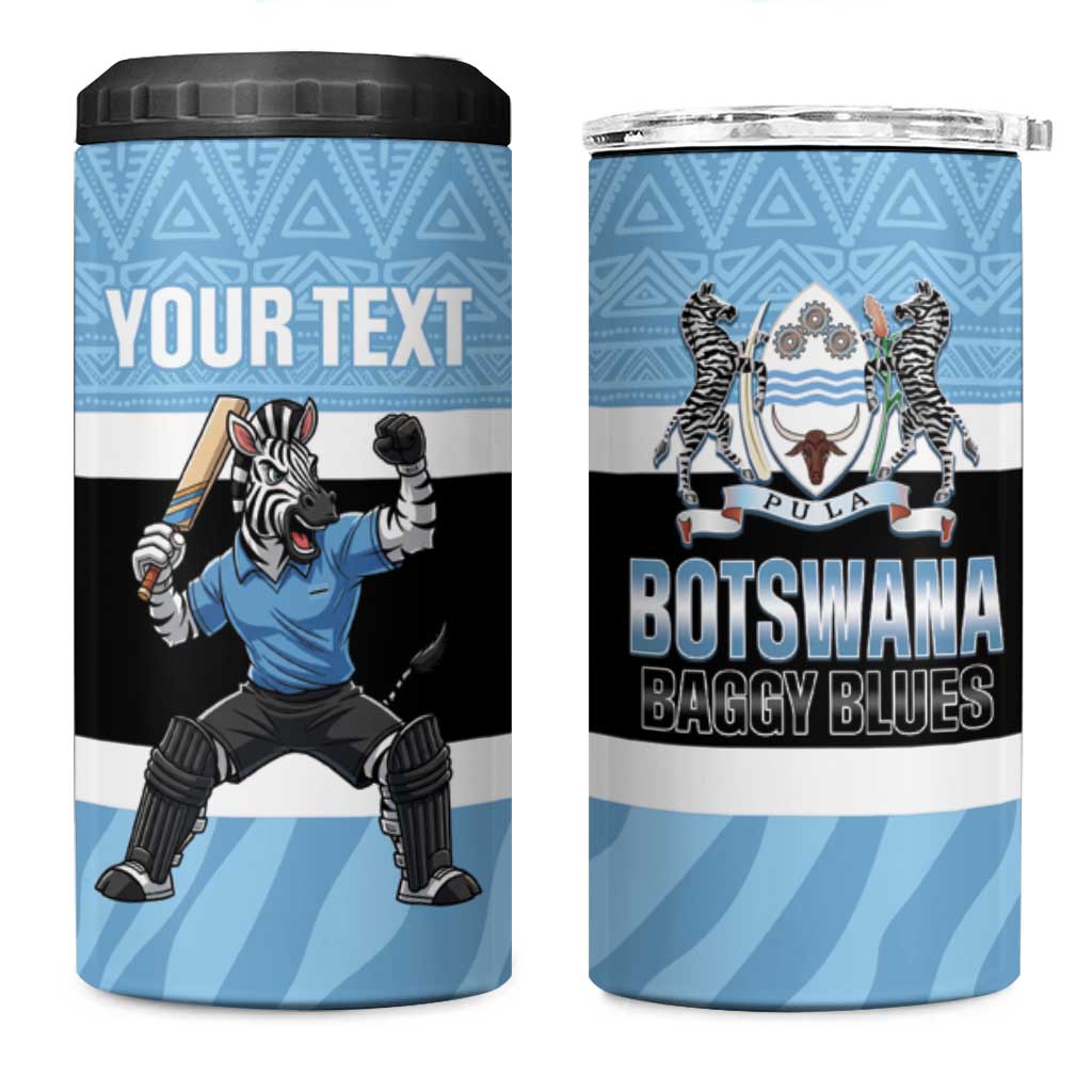 Custom Botswana Cricket 4 in 1 Can Cooler Tumbler Go Baggy Blues Zebra Mascot - Wonder Print Shop