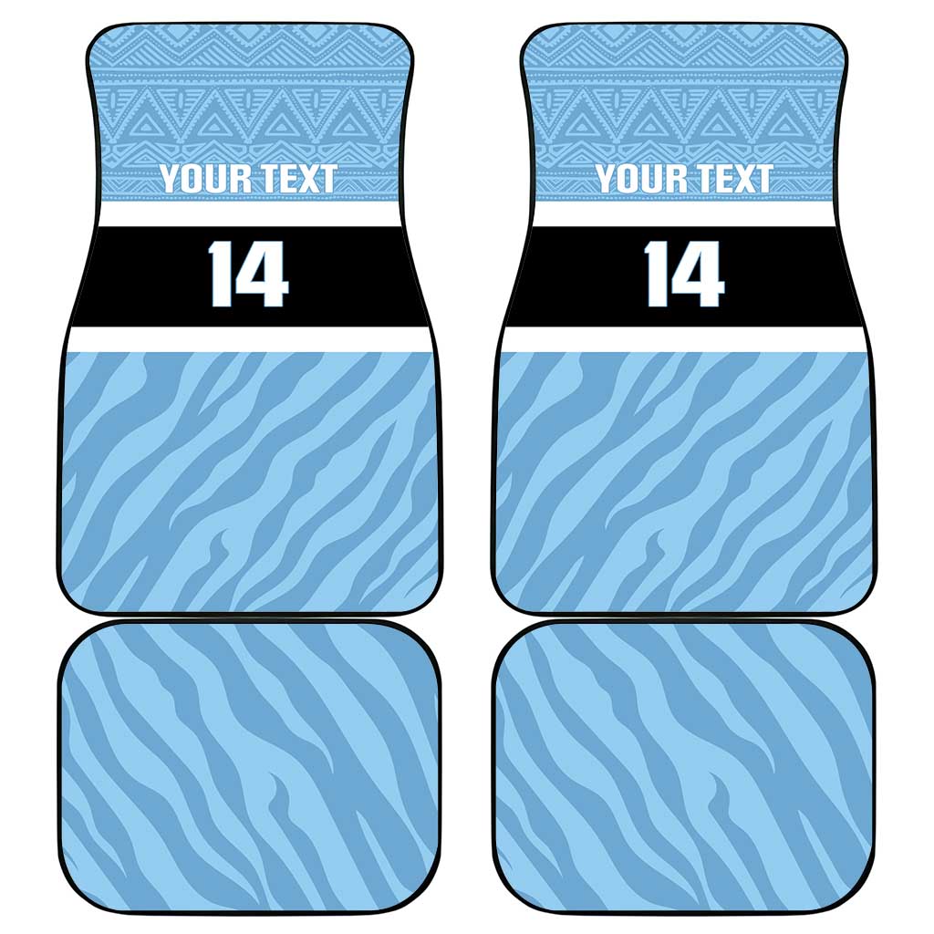 Custom Botswana Cricket Car Mats Go Baggy Blues Zebra Mascot - Wonder Print Shop