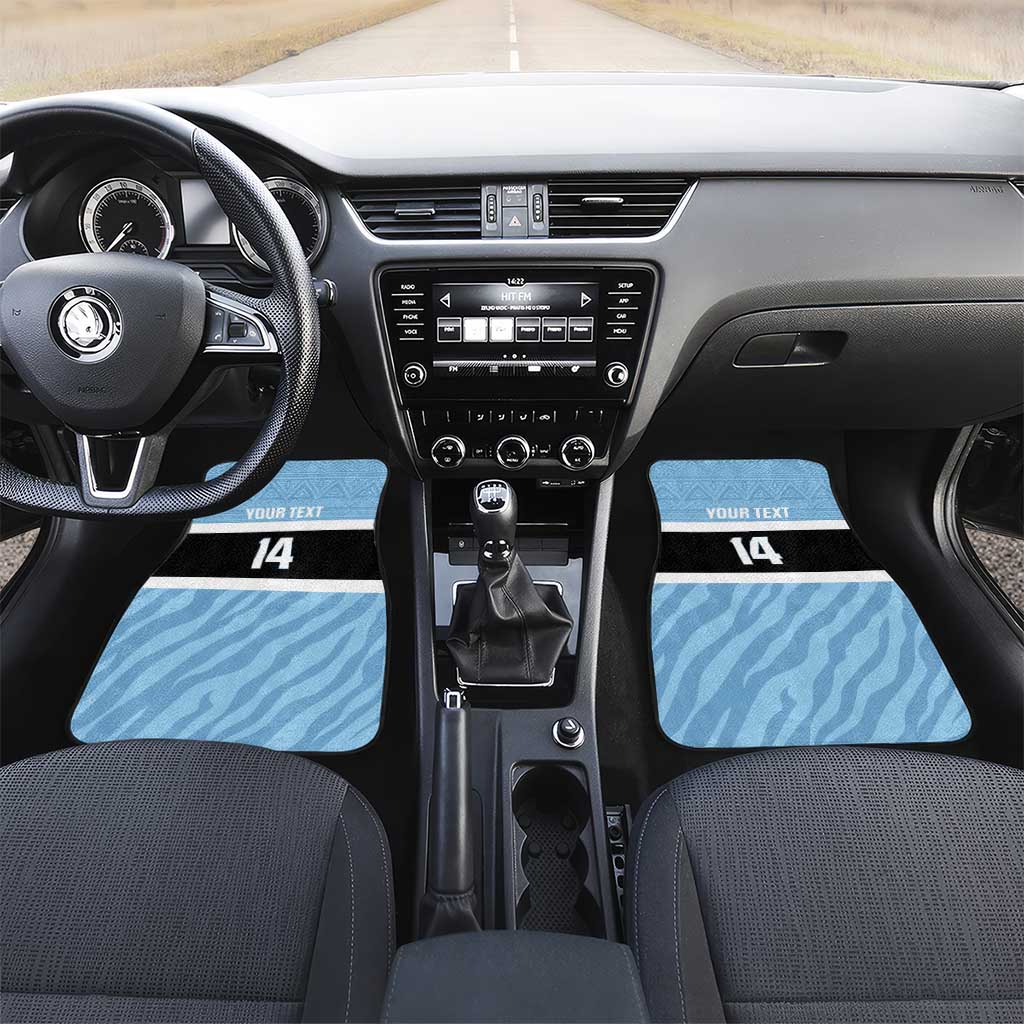 Custom Botswana Cricket Car Mats Go Baggy Blues Zebra Mascot - Wonder Print Shop