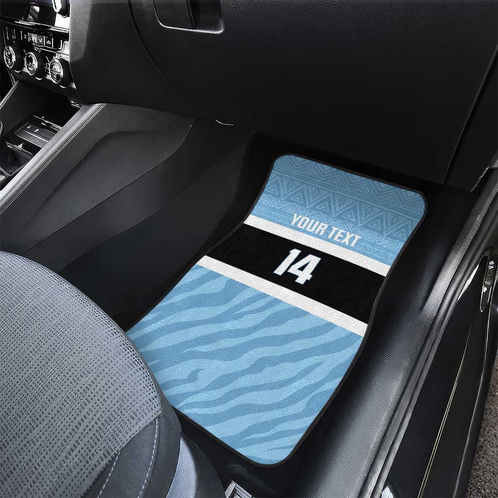 Custom Botswana Cricket Car Mats Go Baggy Blues Zebra Mascot - Wonder Print Shop