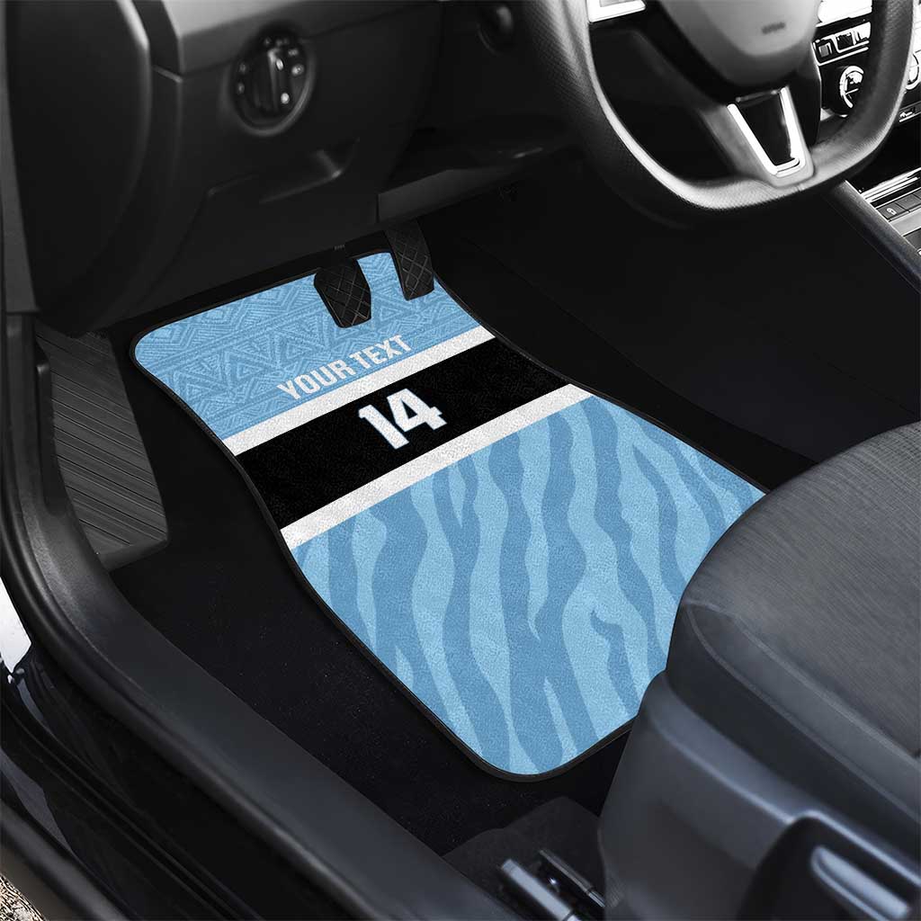Custom Botswana Cricket Car Mats Go Baggy Blues Zebra Mascot - Wonder Print Shop