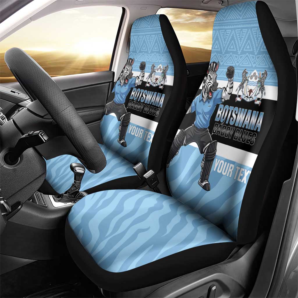Custom Botswana Cricket Car Seat Cover Go Baggy Blues Zebra Mascot - Wonder Print Shop