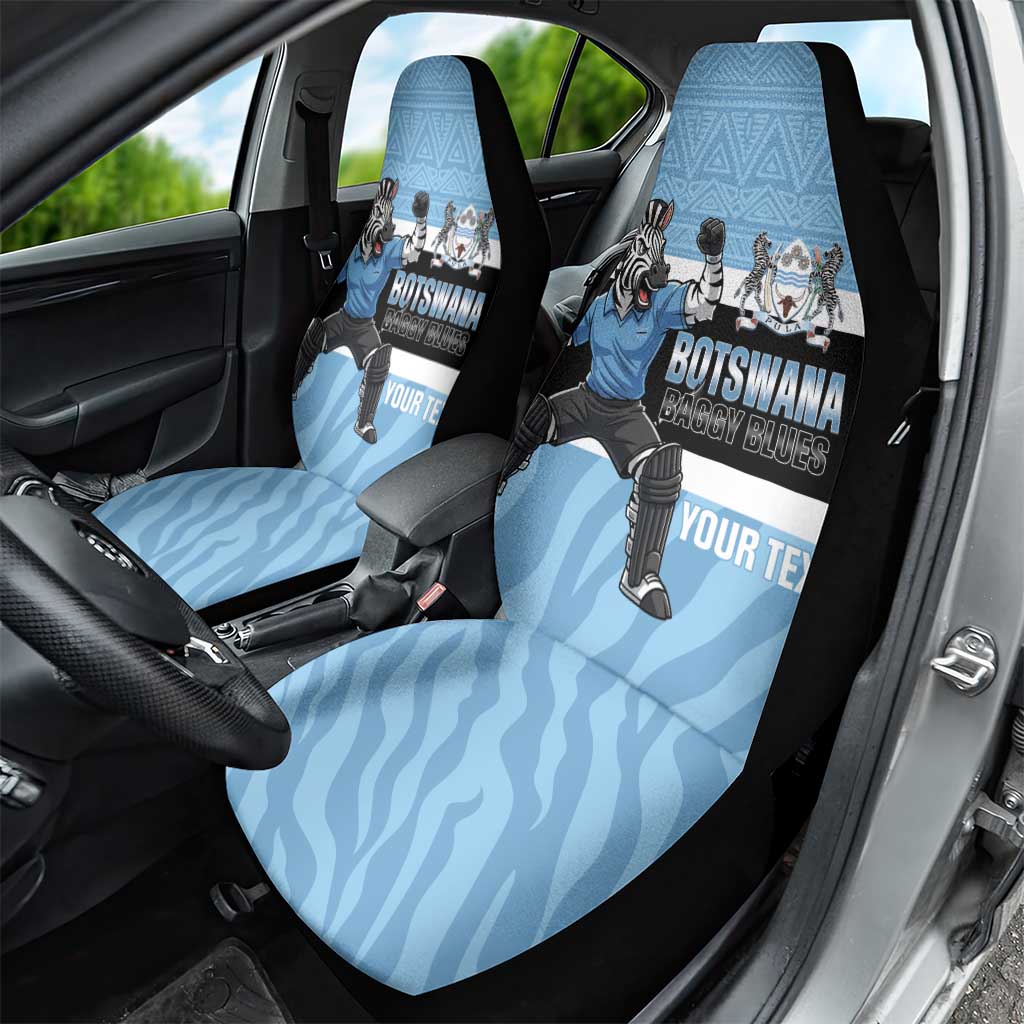 Custom Botswana Cricket Car Seat Cover Go Baggy Blues Zebra Mascot - Wonder Print Shop