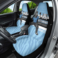 Custom Botswana Cricket Car Seat Cover Go Baggy Blues Zebra Mascot - Wonder Print Shop