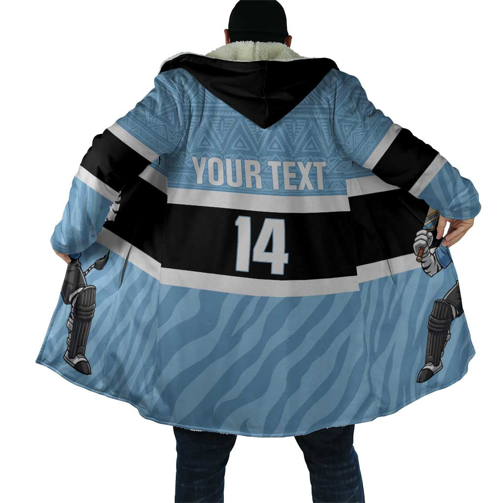 Custom Botswana Cricket Cloak Go Baggy Blues Zebra Mascot - Wonder Print Shop