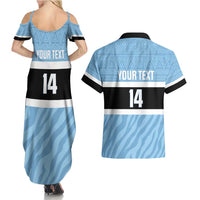 Custom Botswana Cricket Couples Matching Summer Maxi Dress and Hawaiian Shirt Go Baggy Blues Zebra Mascot - Wonder Print Shop