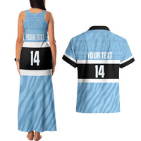 Custom Botswana Cricket Couples Matching Tank Maxi Dress and Hawaiian Shirt Go Baggy Blues Zebra Mascot - Wonder Print Shop