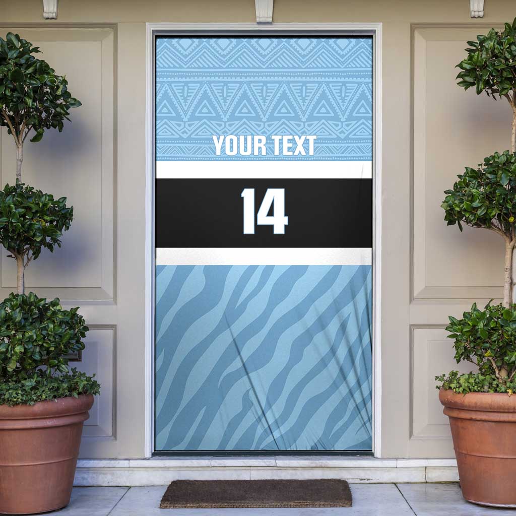 Custom Botswana Cricket Door Cover Go Baggy Blues Zebra Mascot - Wonder Print Shop