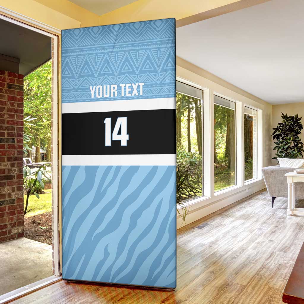 Custom Botswana Cricket Door Cover Go Baggy Blues Zebra Mascot - Wonder Print Shop