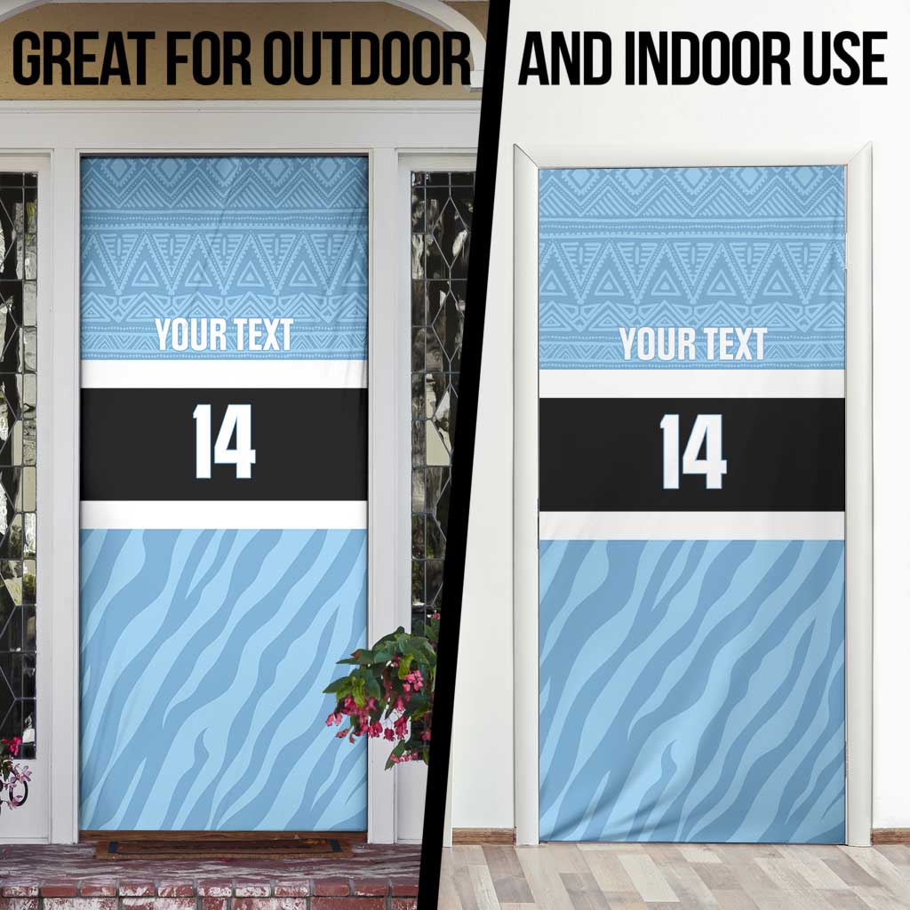 Custom Botswana Cricket Door Cover Go Baggy Blues Zebra Mascot - Wonder Print Shop