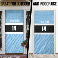 Custom Botswana Cricket Door Cover Go Baggy Blues Zebra Mascot - Wonder Print Shop