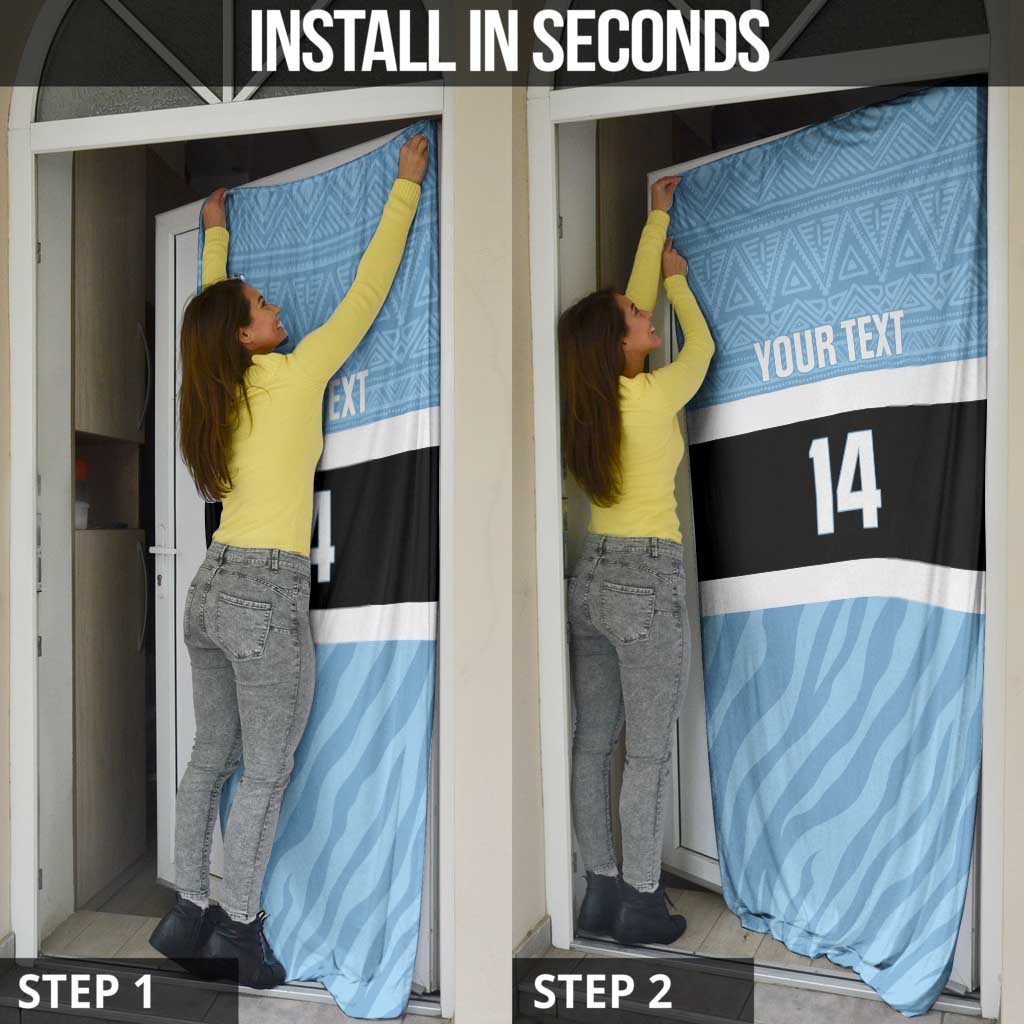 Custom Botswana Cricket Door Cover Go Baggy Blues Zebra Mascot - Wonder Print Shop
