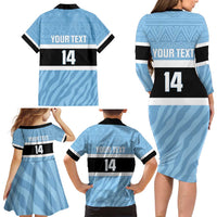 Custom Botswana Cricket Family Matching Long Sleeve Bodycon Dress and Hawaiian Shirt Go Baggy Blues Zebra Mascot - Wonder Print Shop