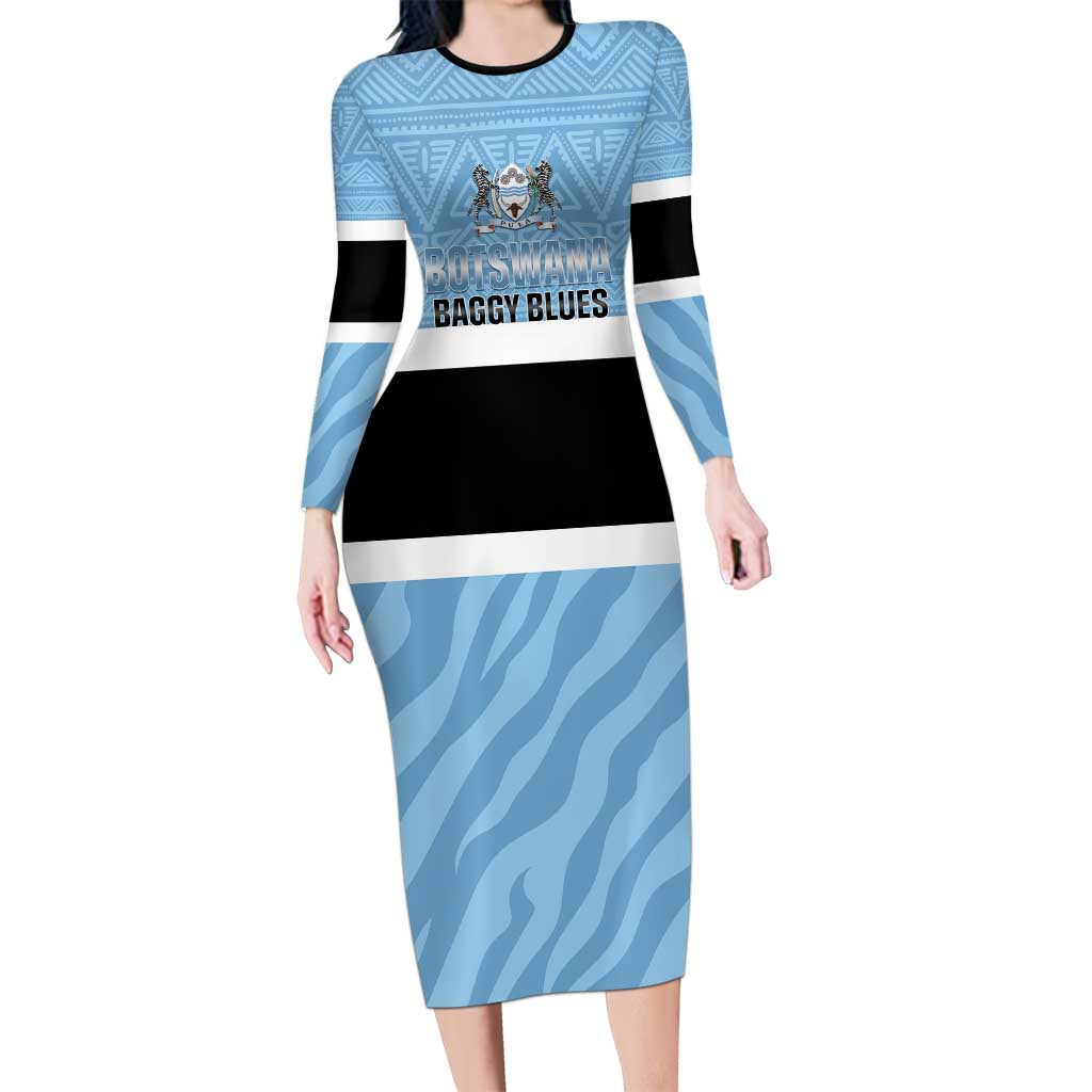 Custom Botswana Cricket Family Matching Long Sleeve Bodycon Dress and Hawaiian Shirt Go Baggy Blues Zebra Mascot - Wonder Print Shop