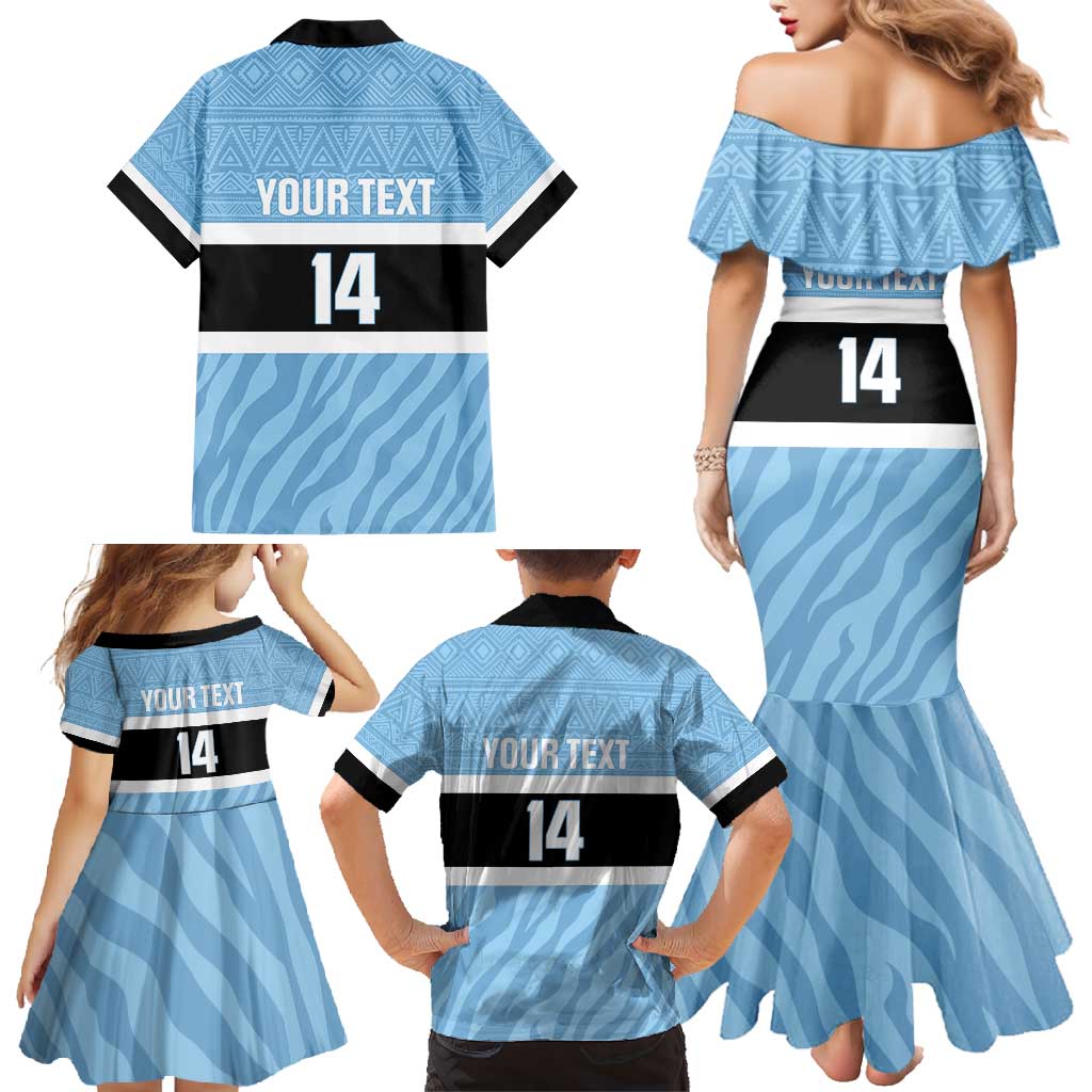 Custom Botswana Cricket Family Matching Mermaid Dress and Hawaiian Shirt Go Baggy Blues Zebra Mascot - Wonder Print Shop