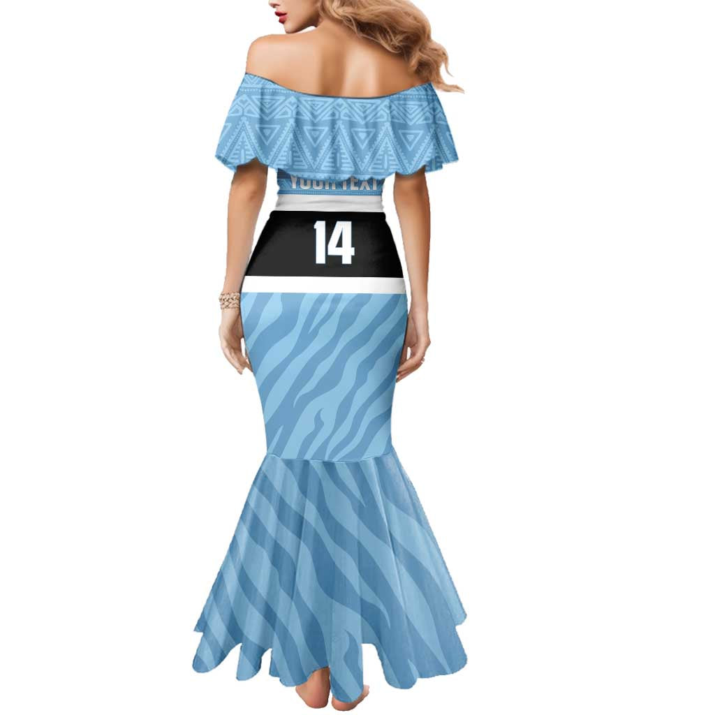 Custom Botswana Cricket Family Matching Mermaid Dress and Hawaiian Shirt Go Baggy Blues Zebra Mascot - Wonder Print Shop