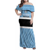Custom Botswana Cricket Family Matching Off Shoulder Maxi Dress and Hawaiian Shirt Go Baggy Blues Zebra Mascot - Wonder Print Shop