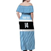 Custom Botswana Cricket Family Matching Off Shoulder Maxi Dress and Hawaiian Shirt Go Baggy Blues Zebra Mascot - Wonder Print Shop