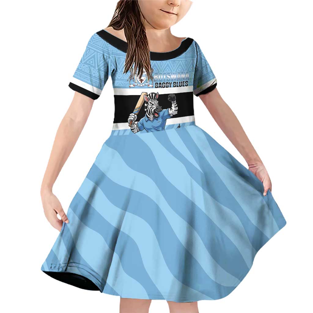 Custom Botswana Cricket Family Matching Off Shoulder Short Dress and Hawaiian Shirt Go Baggy Blues Zebra Mascot - Wonder Print Shop