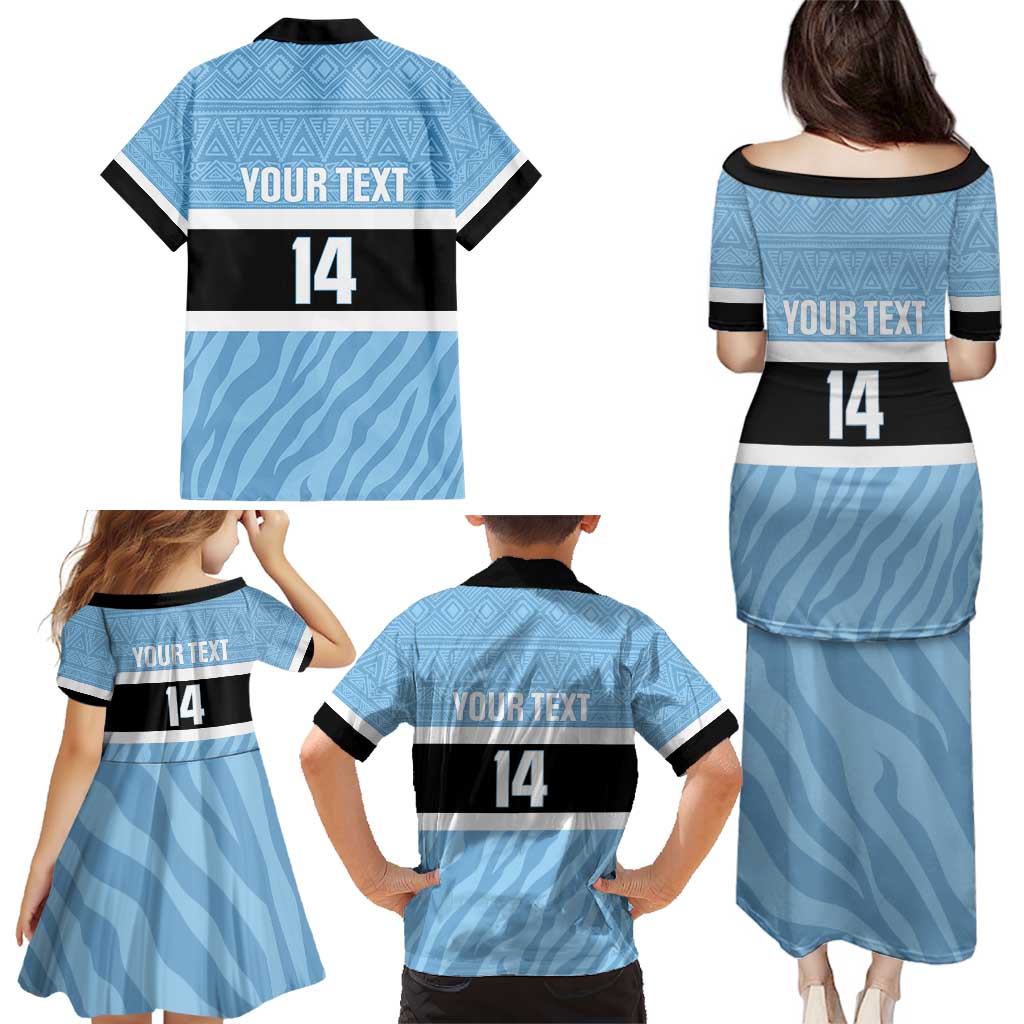Custom Botswana Cricket Family Matching Puletasi and Hawaiian Shirt Go Baggy Blues Zebra Mascot - Wonder Print Shop