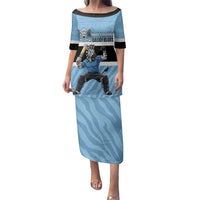 Custom Botswana Cricket Family Matching Puletasi and Hawaiian Shirt Go Baggy Blues Zebra Mascot - Wonder Print Shop