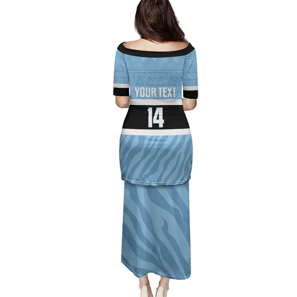 Custom Botswana Cricket Family Matching Puletasi and Hawaiian Shirt Go Baggy Blues Zebra Mascot - Wonder Print Shop