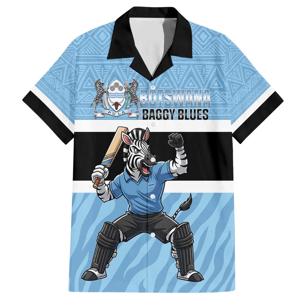 Custom Botswana Cricket Family Matching Short Sleeve Bodycon Dress and Hawaiian Shirt Go Baggy Blues Zebra Mascot - Wonder Print Shop
