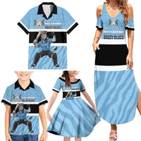 Custom Botswana Cricket Family Matching Summer Maxi Dress and Hawaiian Shirt Go Baggy Blues Zebra Mascot - Wonder Print Shop