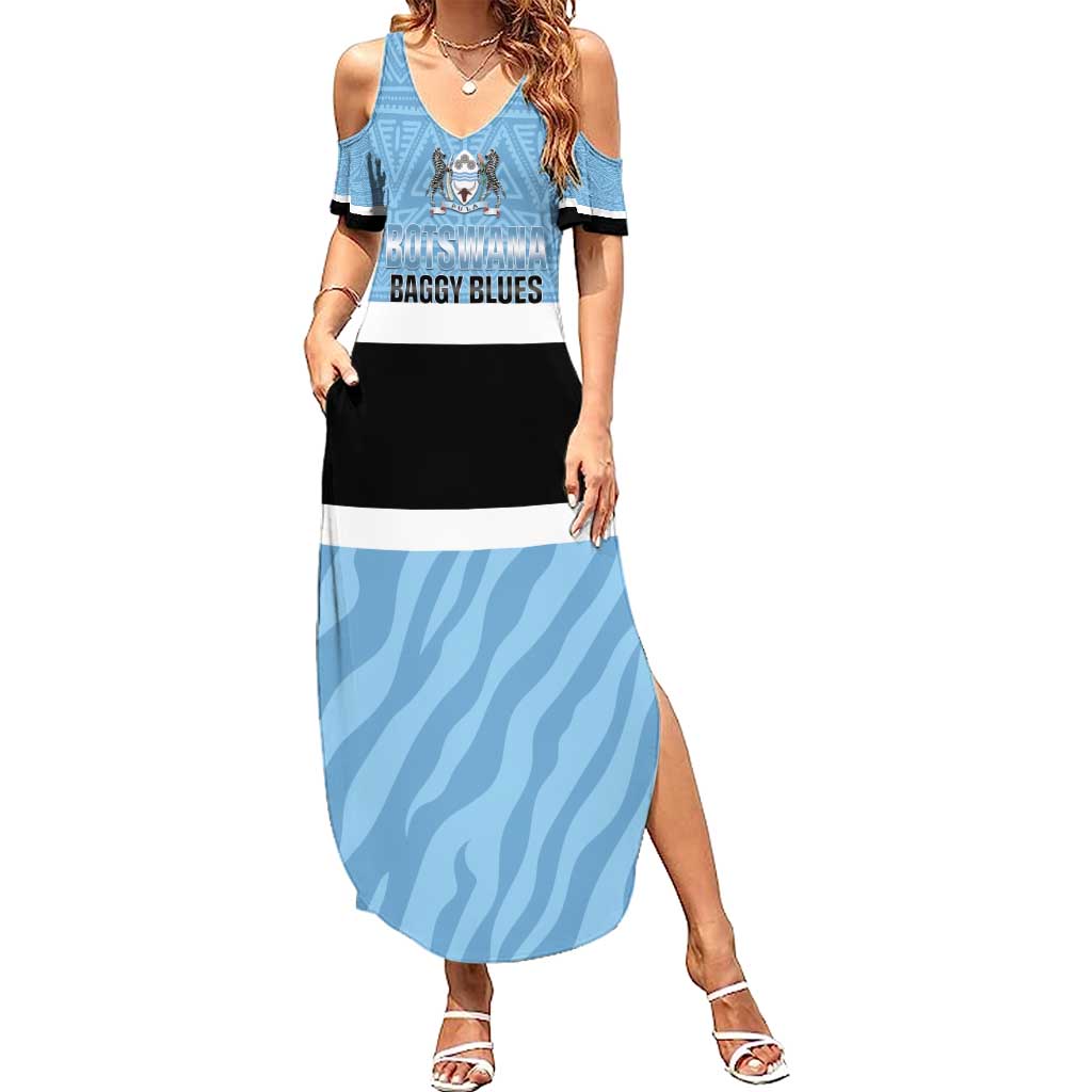 Custom Botswana Cricket Family Matching Summer Maxi Dress and Hawaiian Shirt Go Baggy Blues Zebra Mascot - Wonder Print Shop