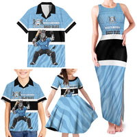 Custom Botswana Cricket Family Matching Tank Maxi Dress and Hawaiian Shirt Go Baggy Blues Zebra Mascot - Wonder Print Shop