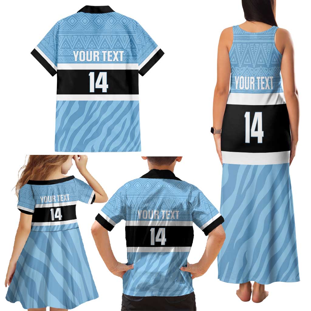 Custom Botswana Cricket Family Matching Tank Maxi Dress and Hawaiian Shirt Go Baggy Blues Zebra Mascot - Wonder Print Shop