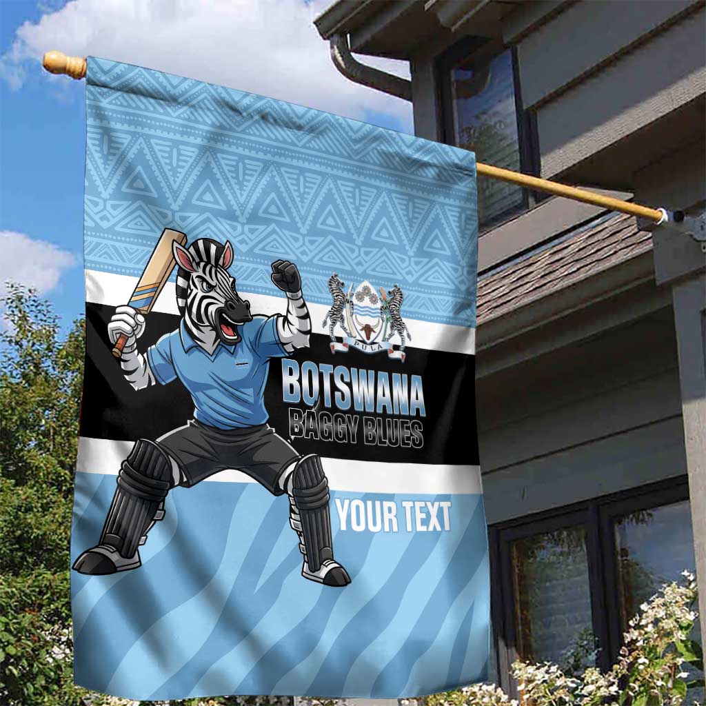 Custom Botswana Cricket Garden Flag Go Baggy Blues Zebra Mascot - Wonder Print Shop