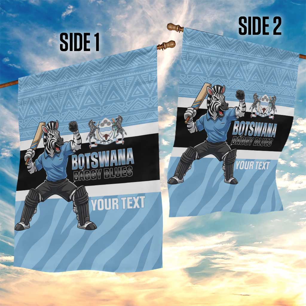 Custom Botswana Cricket Garden Flag Go Baggy Blues Zebra Mascot - Wonder Print Shop