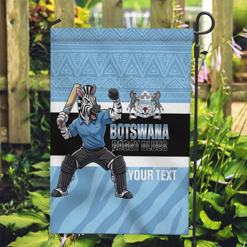 Custom Botswana Cricket Garden Flag Go Baggy Blues Zebra Mascot - Wonder Print Shop