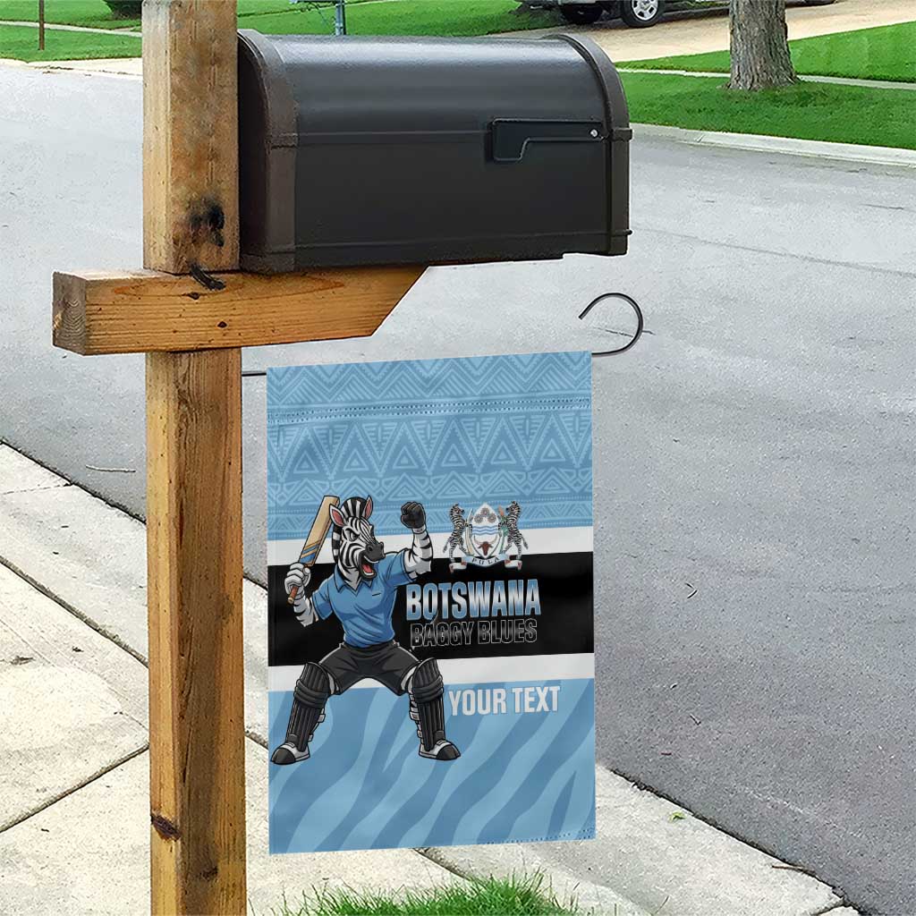 Custom Botswana Cricket Garden Flag Go Baggy Blues Zebra Mascot - Wonder Print Shop