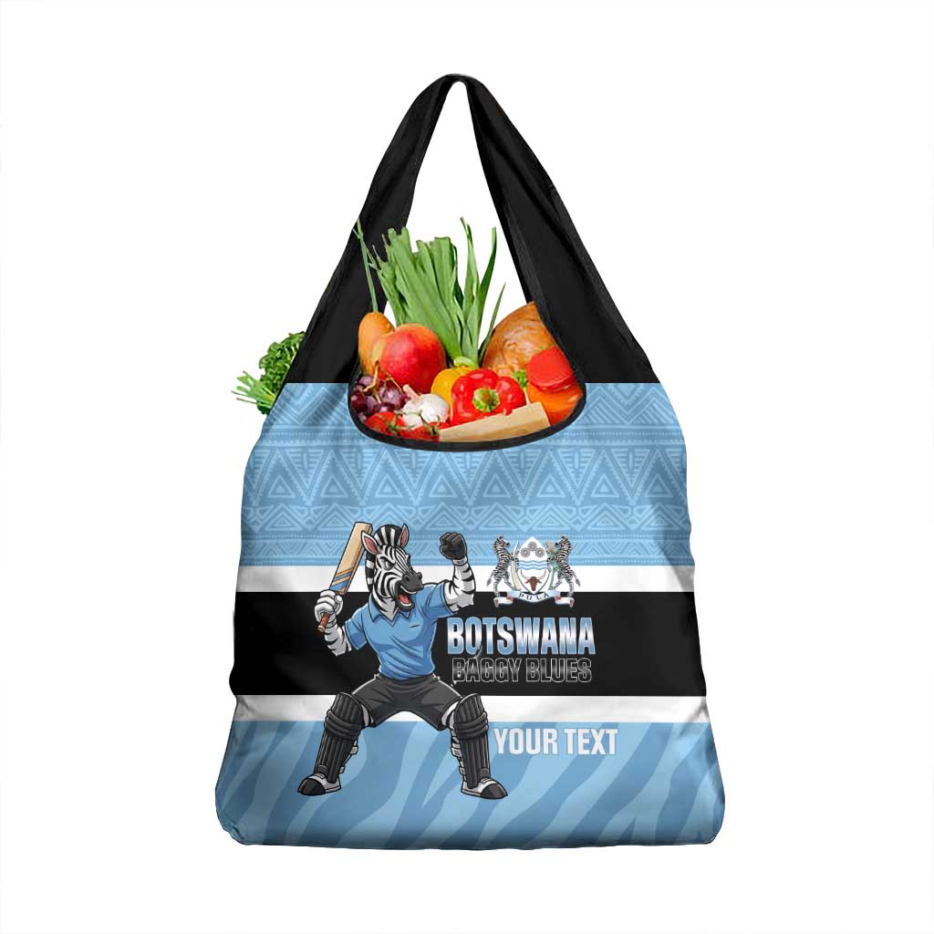 Custom Botswana Cricket Grocery Bag Go Baggy Blues Zebra Mascot - Wonder Print Shop