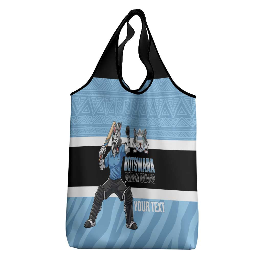 Custom Botswana Cricket Grocery Bag Go Baggy Blues Zebra Mascot - Wonder Print Shop