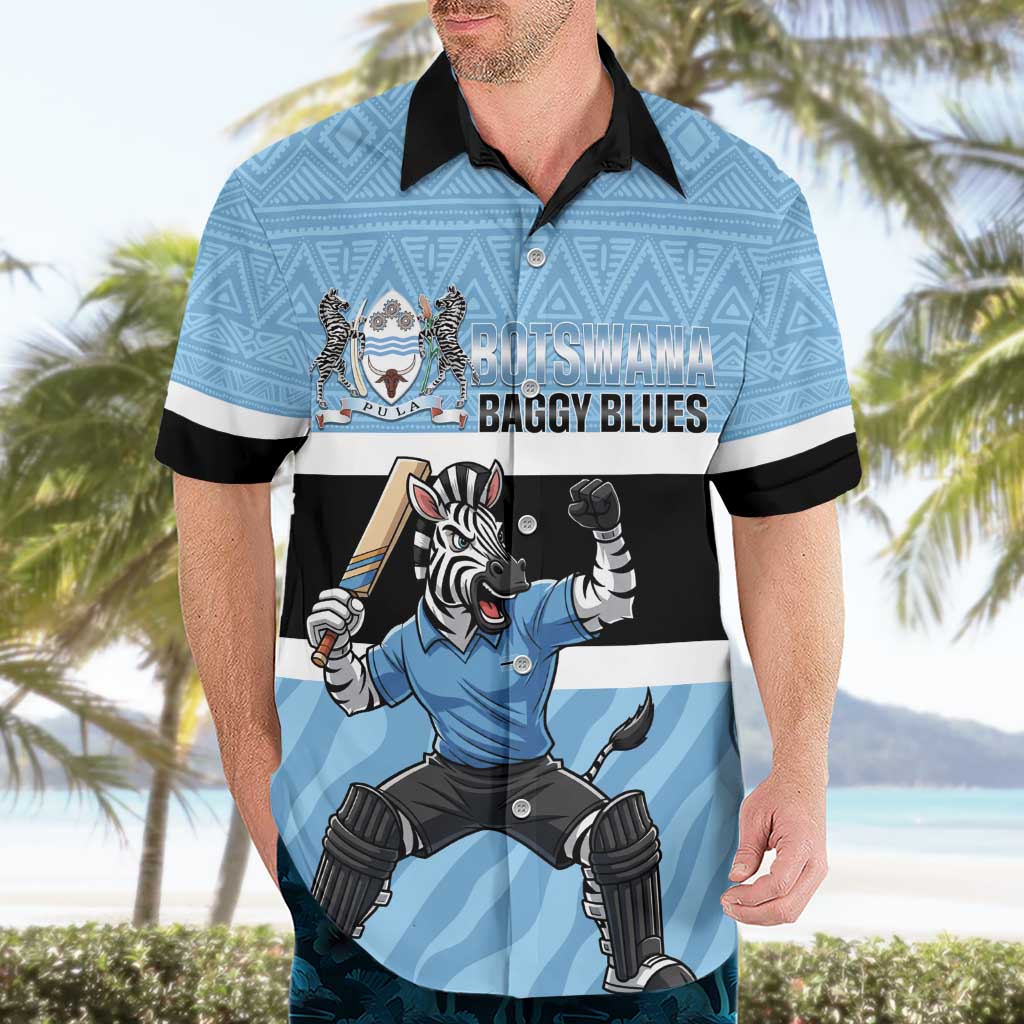 Custom Botswana Cricket Hawaiian Shirt Go Baggy Blues Zebra Mascot - Wonder Print Shop