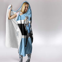 Custom Botswana Cricket Hooded Blanket Go Baggy Blues Zebra Mascot - Wonder Print Shop