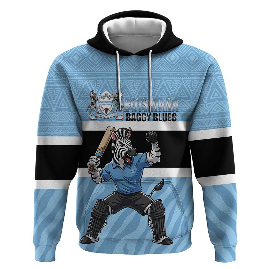 Custom Botswana Cricket Hoodie Go Baggy Blues Zebra Mascot - Wonder Print Shop