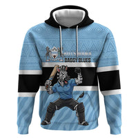Custom Botswana Cricket Hoodie Go Baggy Blues Zebra Mascot - Wonder Print Shop