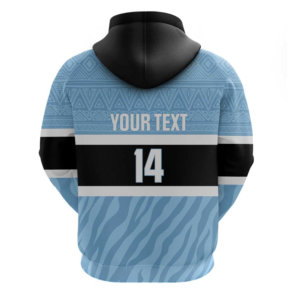 Custom Botswana Cricket Hoodie Go Baggy Blues Zebra Mascot - Wonder Print Shop