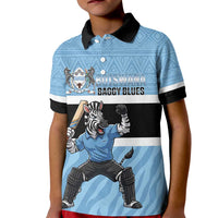 Custom Botswana Cricket Kid Polo Shirt Go Baggy Blues Zebra Mascot - Wonder Print Shop