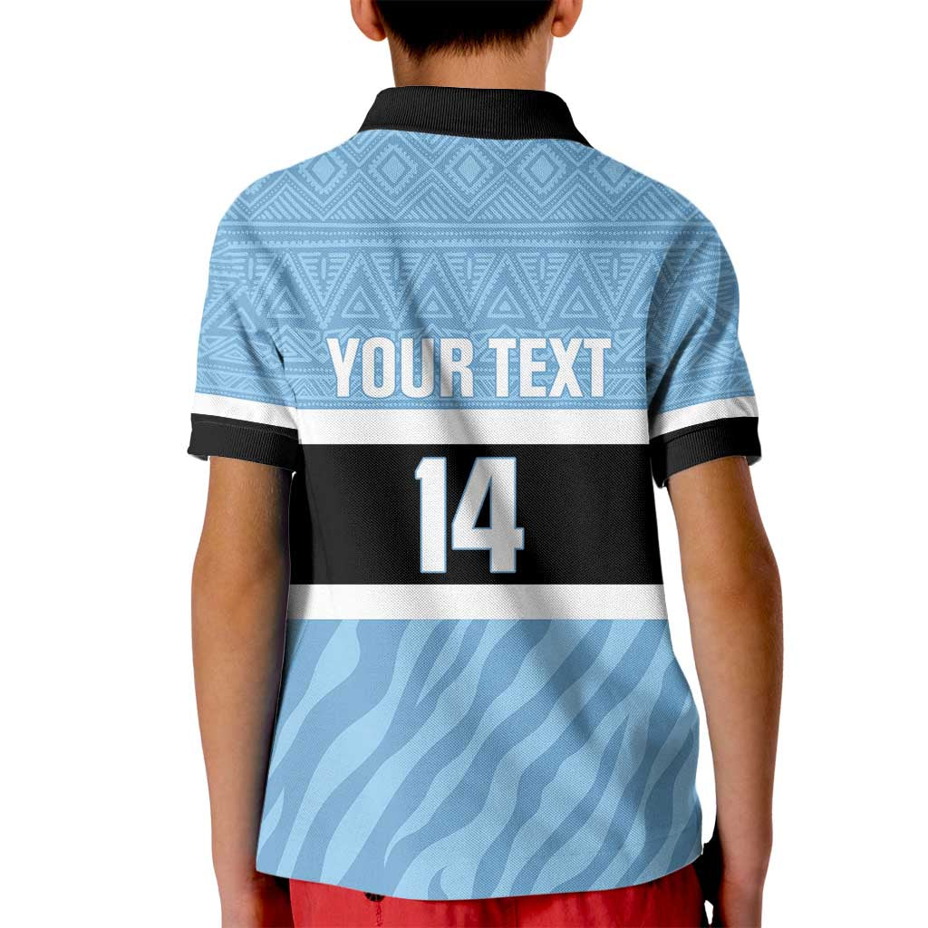 Custom Botswana Cricket Kid Polo Shirt Go Baggy Blues Zebra Mascot - Wonder Print Shop