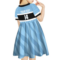 Custom Botswana Cricket Kid Short Sleeve Dress Go Baggy Blues Zebra Mascot - Wonder Print Shop