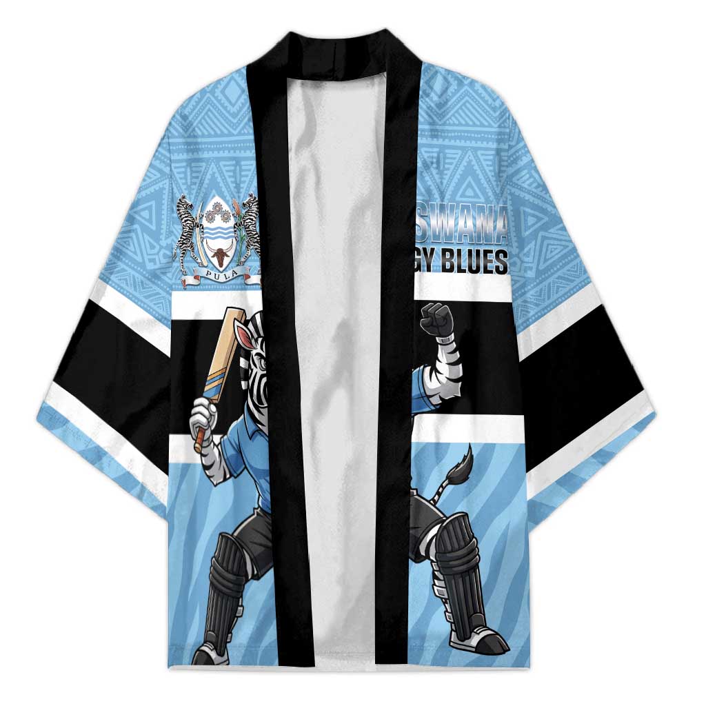 Custom Botswana Cricket Kimono Go Baggy Blues Zebra Mascot - Wonder Print Shop